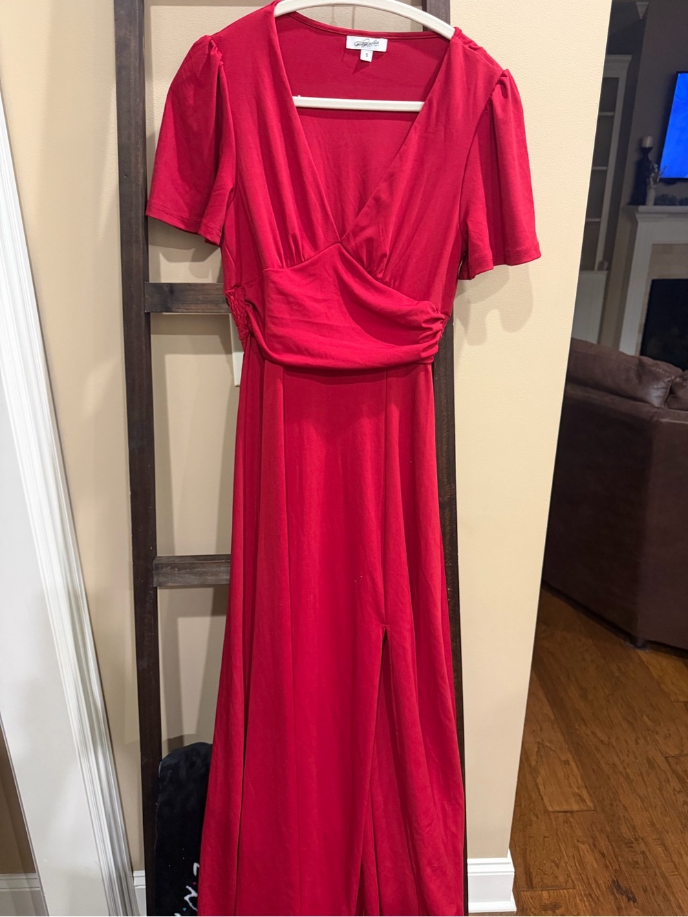 Classic Red Surplice Maxi Dress by Cupio